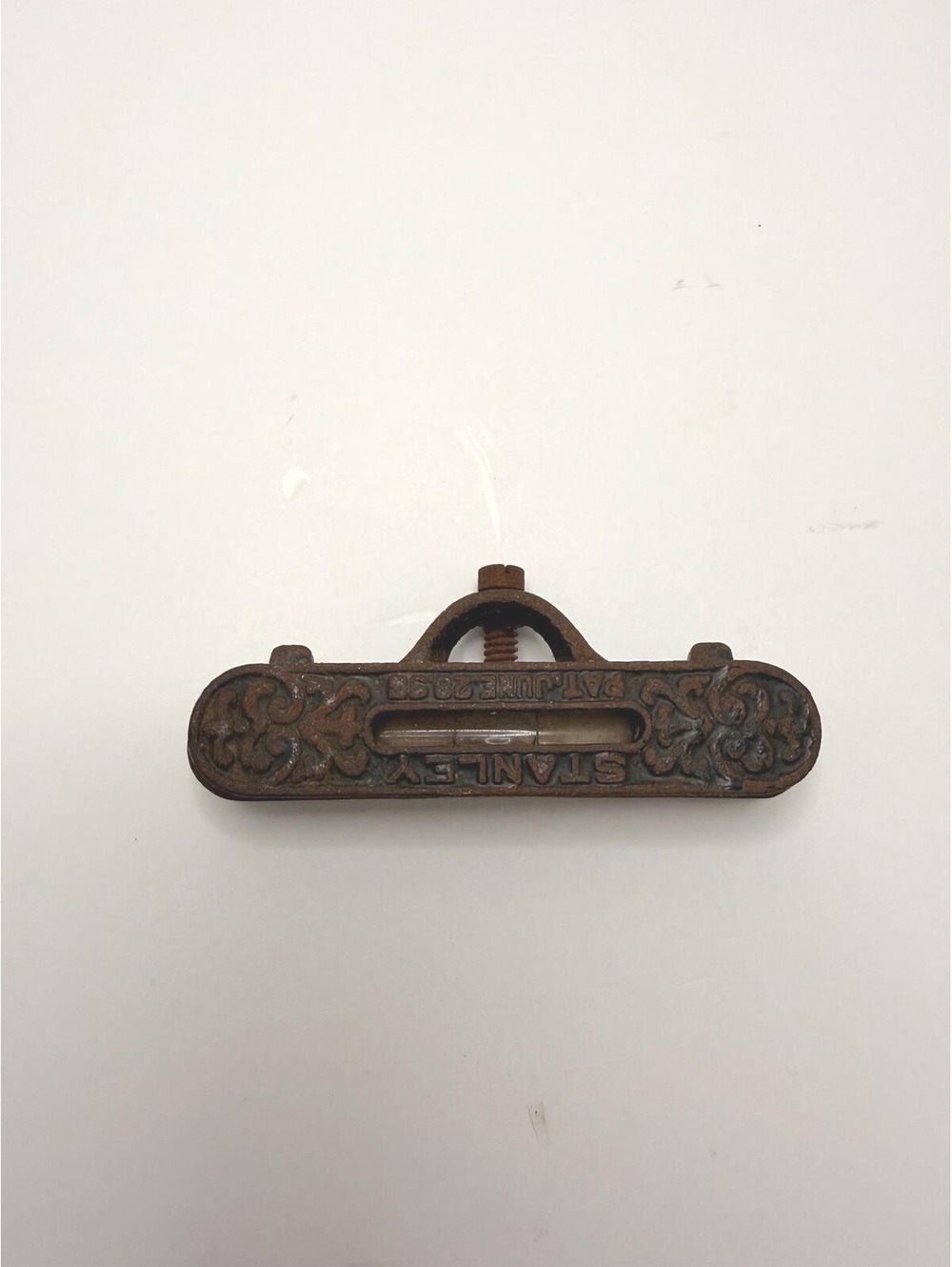 Antique Stanley 3 Inch Cast Iron Line Level Pat. June 29, 1898 Surveyor Tool